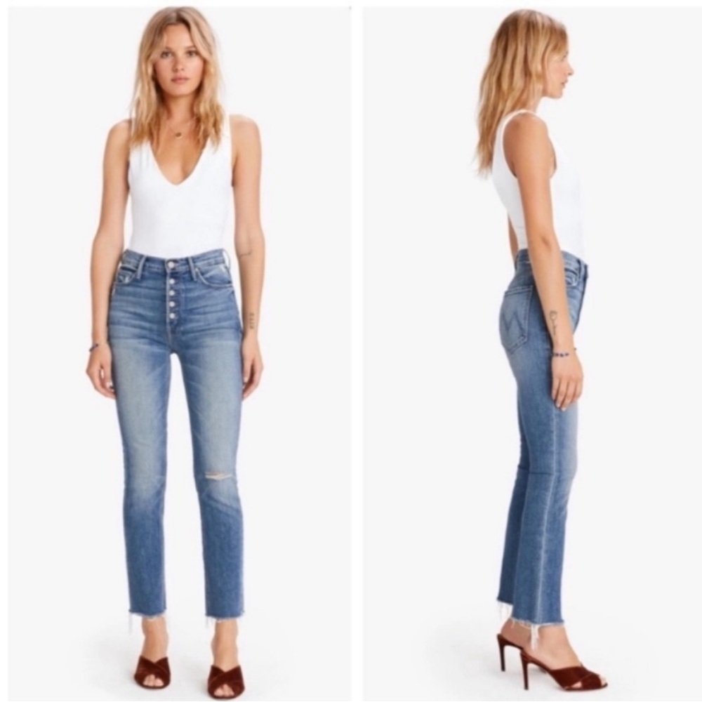 mother the pixie dazzler ankle fray jeans